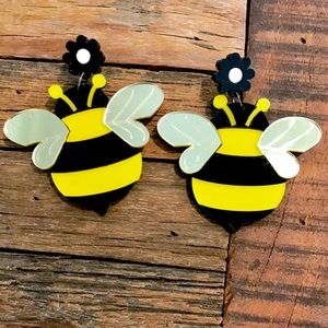 Bee Earrings Mirrored Wings Large. Any 2 for $25
